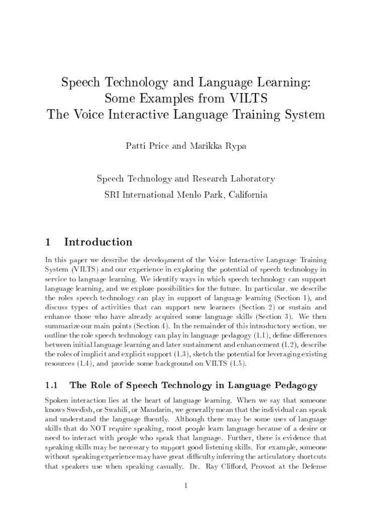 Speech Technology and Language Learning | PDF | Learning | Language ...