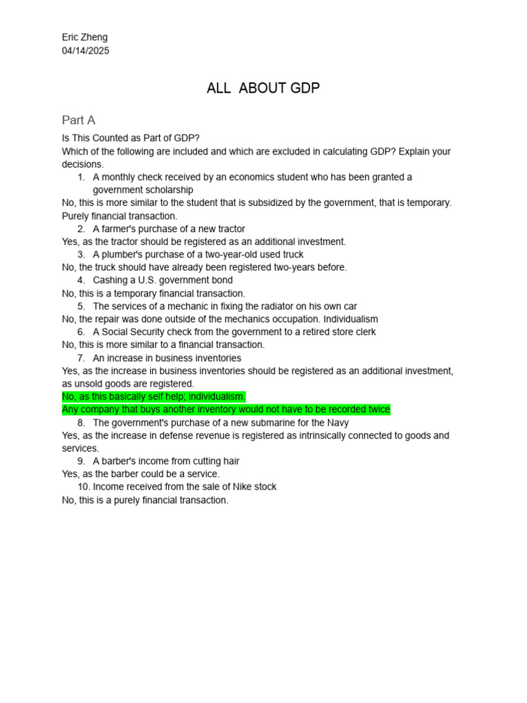 Understanding GDP Components and Calculations | PDF | Prices | Value ...