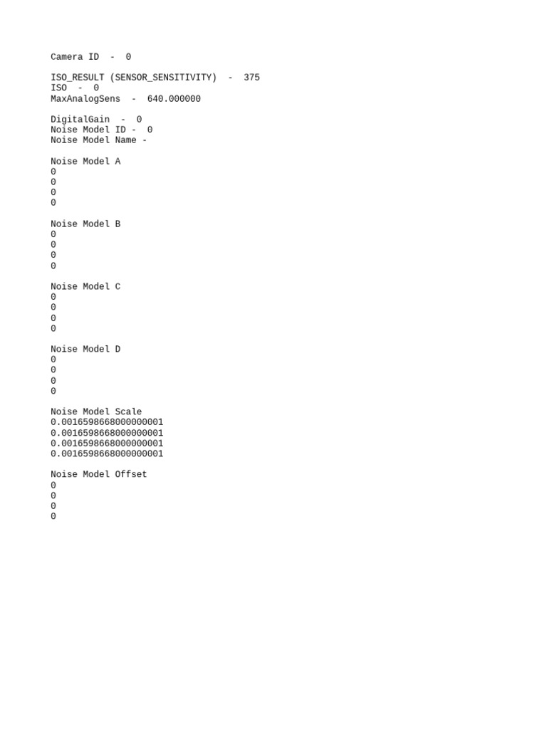 Camera Sensor ISO and Noise Data | PDF