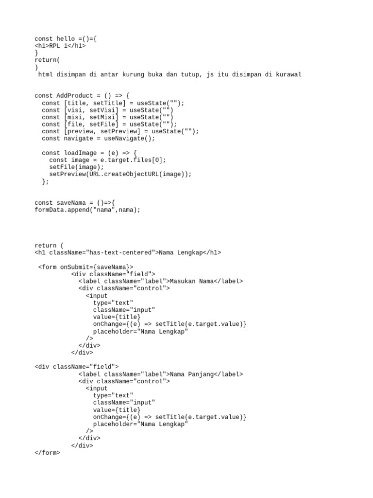 React Form Handling Example | PDF