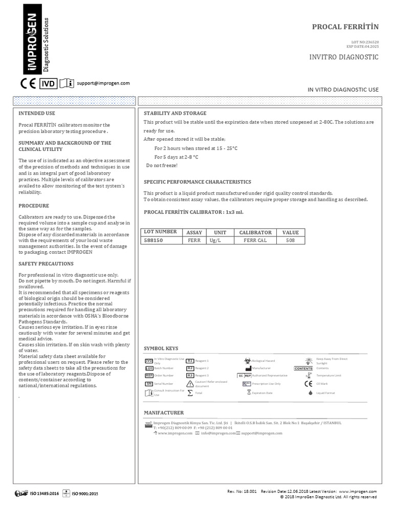 Procal Ferri̇ti̇n (Tiếng Anh) | PDF | Laboratories | Assay