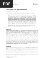 Critical Analysis of Six Sigma Implementation