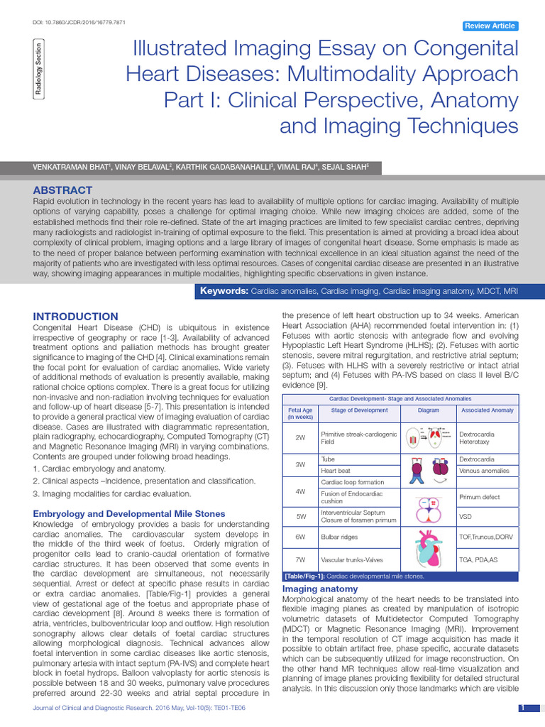 Imaging Techniques for Congenital Heart Disease | PDF | Heart ...