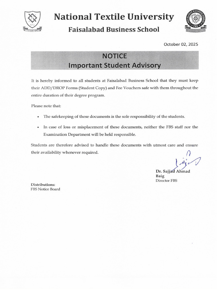 Notice Regarding Add Drop Forms | PDF