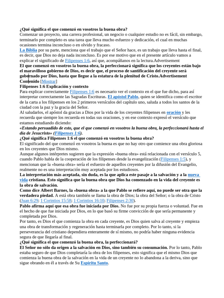 La obra de Dios en los creyentes | PDF | Epístola a los filipenses ...