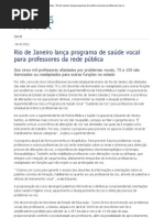 Isaúde » Imprimir - Notícias - Rio de Janeiro lança programa de saúde vocal para professores da rede pública