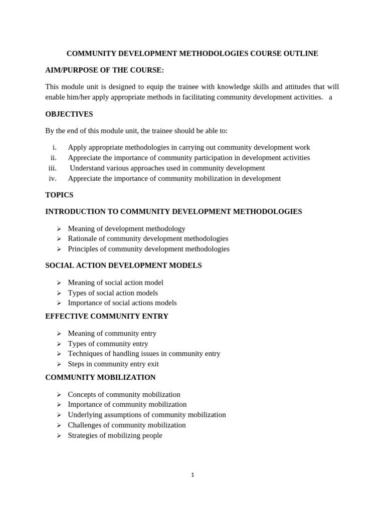 Community Development Methodology | PDF | Methodology | Community