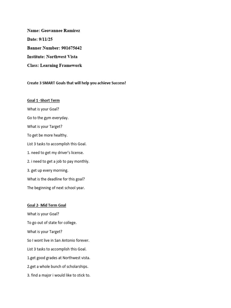 Smart Goal Assignment | PDF