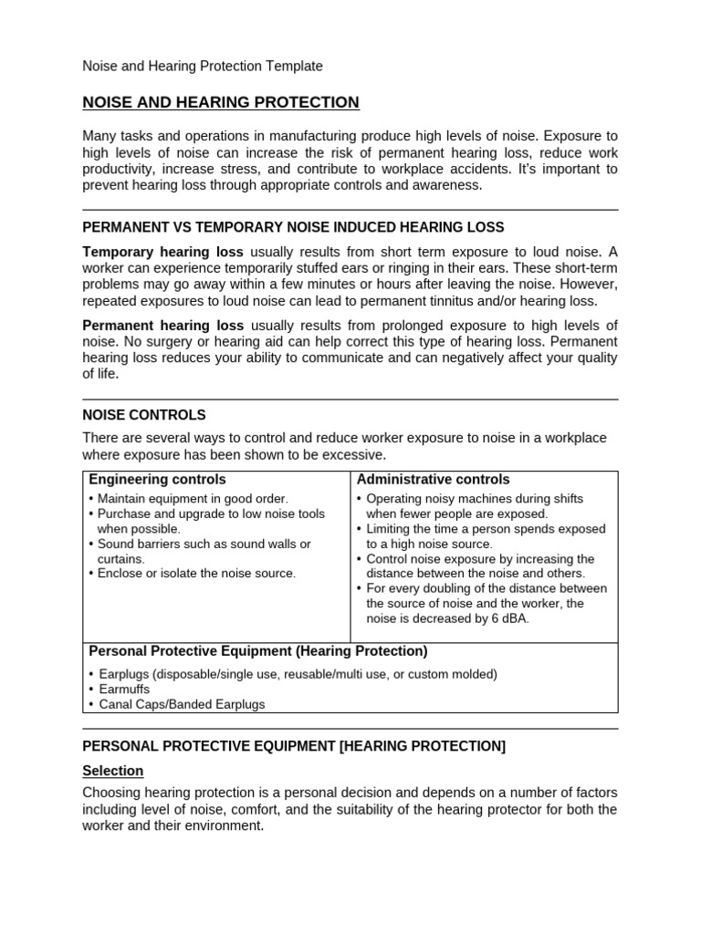 Noise and Hearing Protection Guidelines | PDF | Noise | Hearing Loss