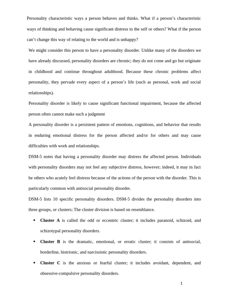 Understanding Personality Disorders | PDF | Personality Disorder ...