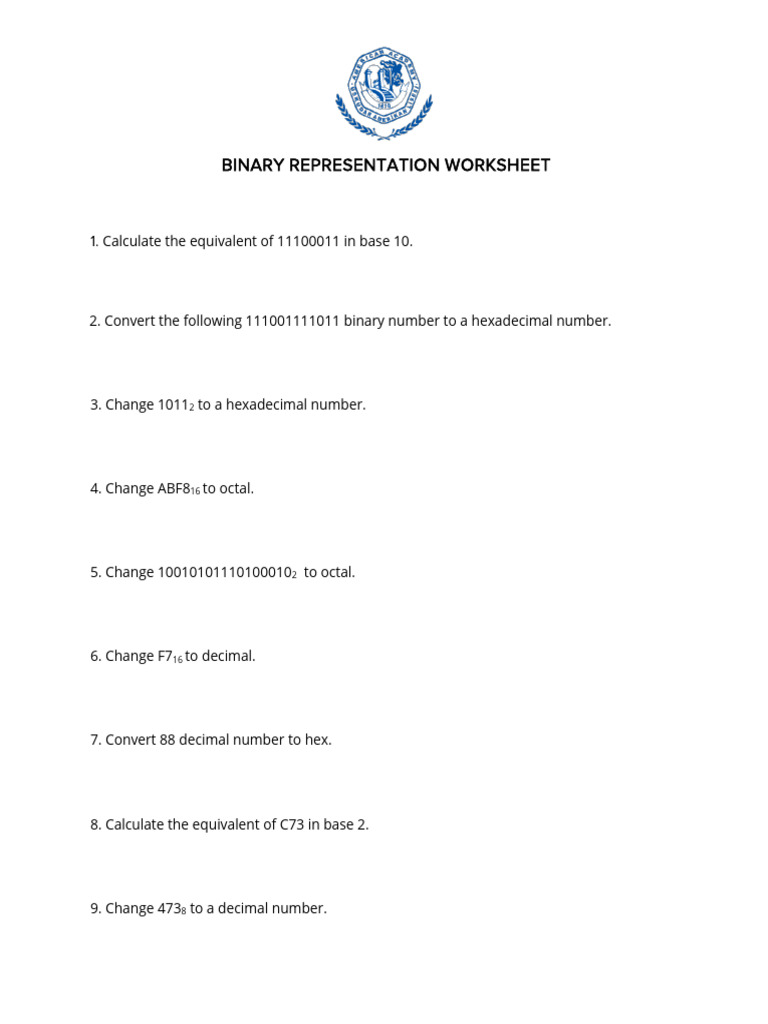Binary Conversion Practice Worksheet | PDF