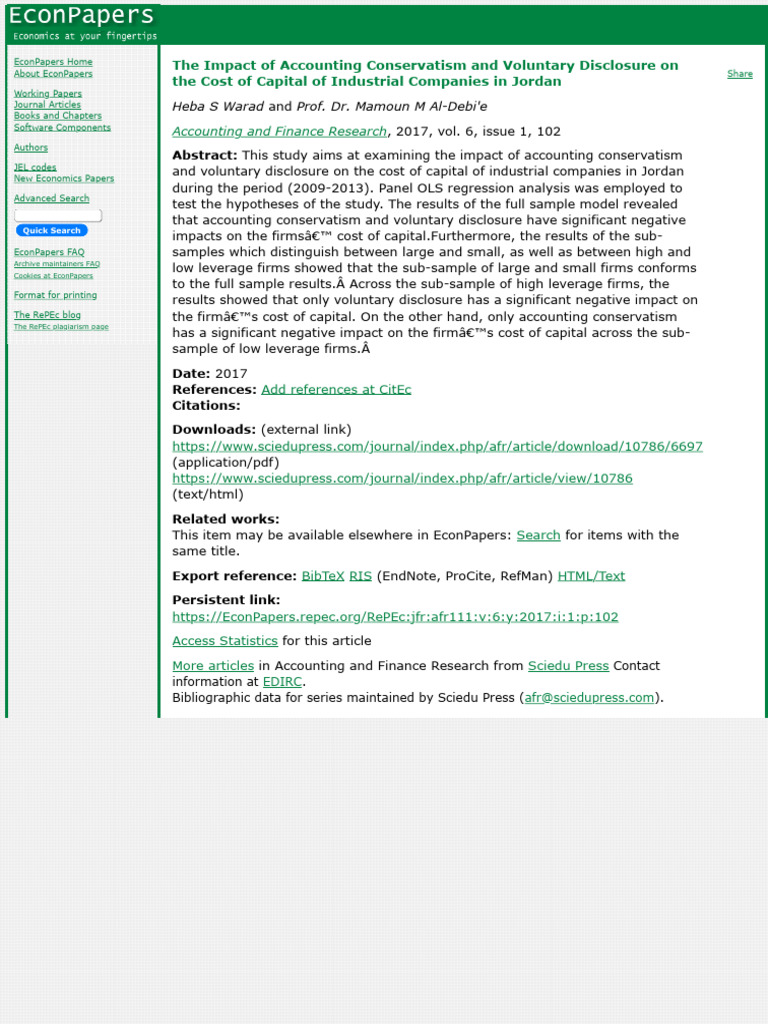 EconPapers The Impact of Accounting Conservatism and Voluntary ...
