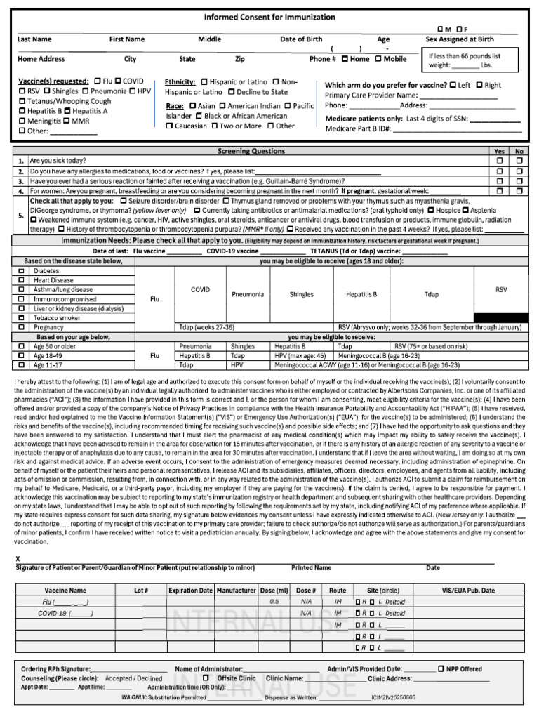 Vaccine Consent Form | PDF
