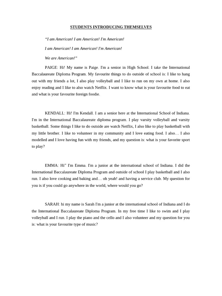 Student Introductions and Interests | PDF