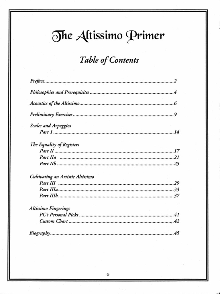 Altissimo Primer | PDF