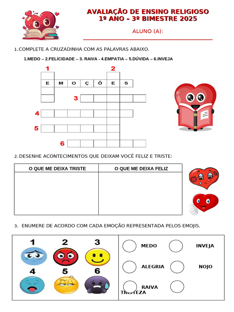 Avaliação de Ensino Religioso 1º Ano | PDF