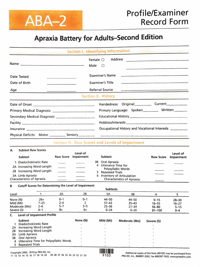 Apraxia Battery for Adults Assessment | PDF | Phoneme | Human Voice