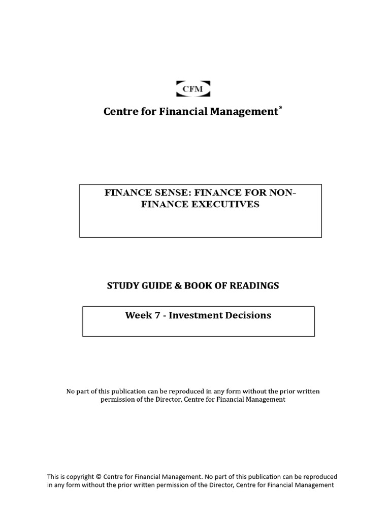 Investment Decisions for Executives | PDF | Net Present Value | Cost Of ...
