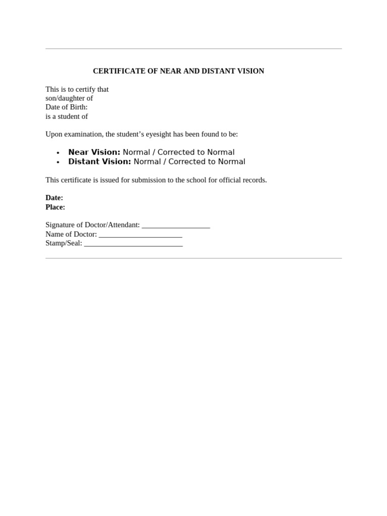 Astigmatism Assessment Certificate | PDF