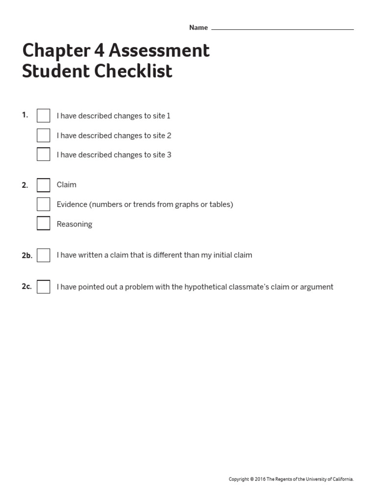 C4 Assessment StudentChecklist Aug4 | PDF