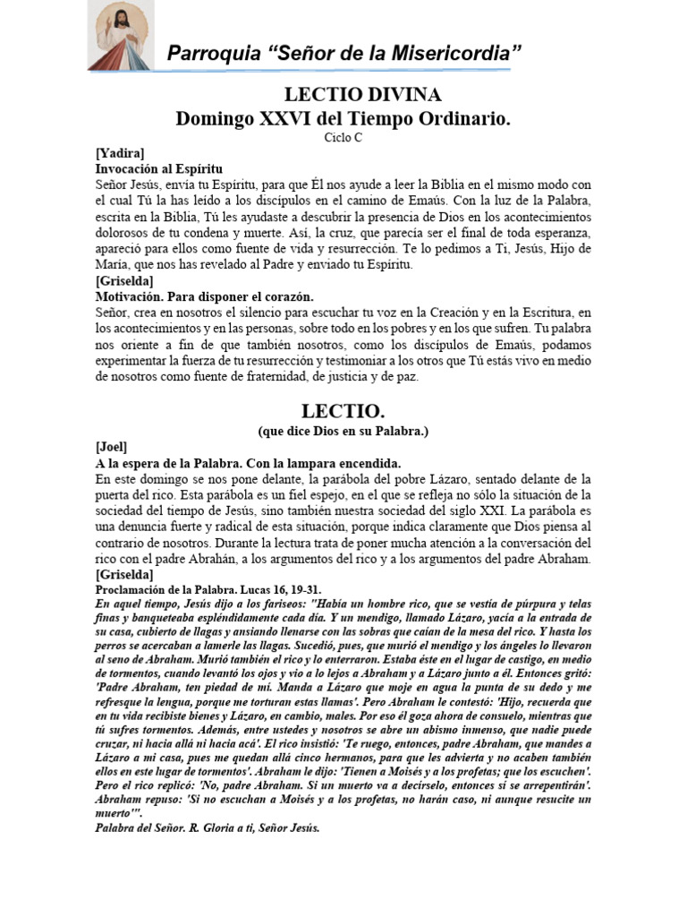 Lectio Divina Domingo XXVI Del Tiempo Ordinario 28 de Septiembre ...