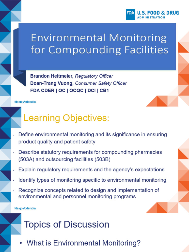 FDA Guidance on Environmental Monitoring | PDF | Environmental ...
