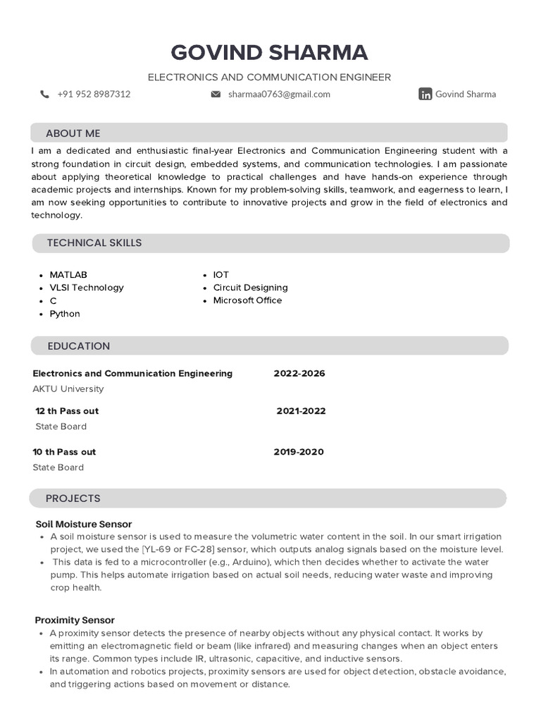 Electronics Engineering Student Profile | PDF