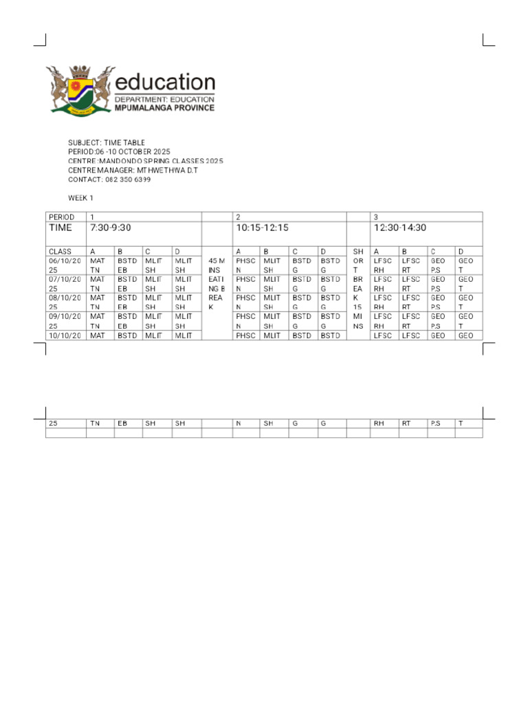 Mandondo Spring Classes 2025 - Phoenix | PDF