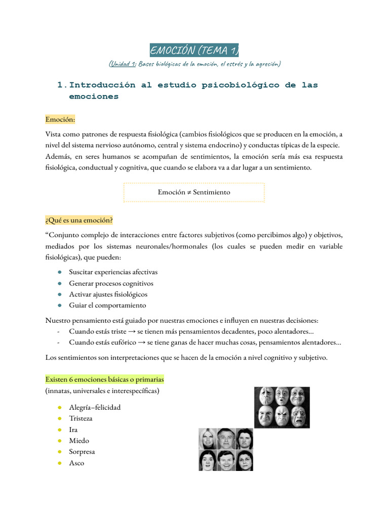 Bases biológicas de las emociones humanas | PDF | Las emociones ...
