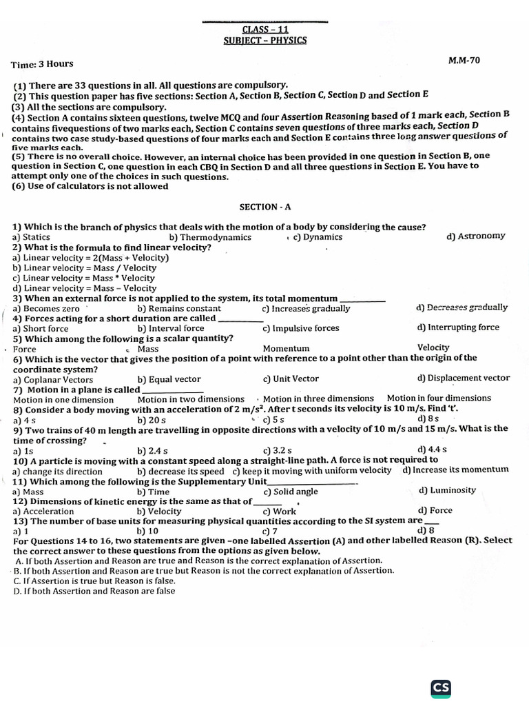 Mid Term Xi Physics | PDF