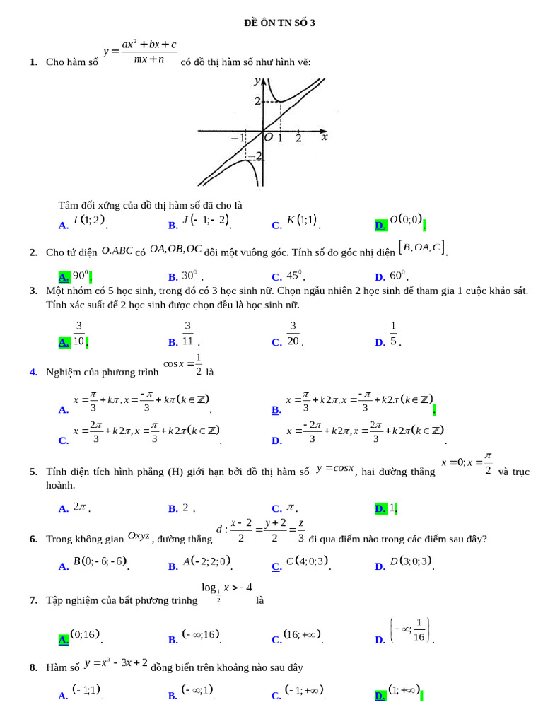 ĐỀ ÔN TN SỐ 3 | PDF