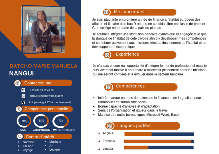 CV de Marie Manuela Nangui - Étudiante en Finance | PDF | Banques ...