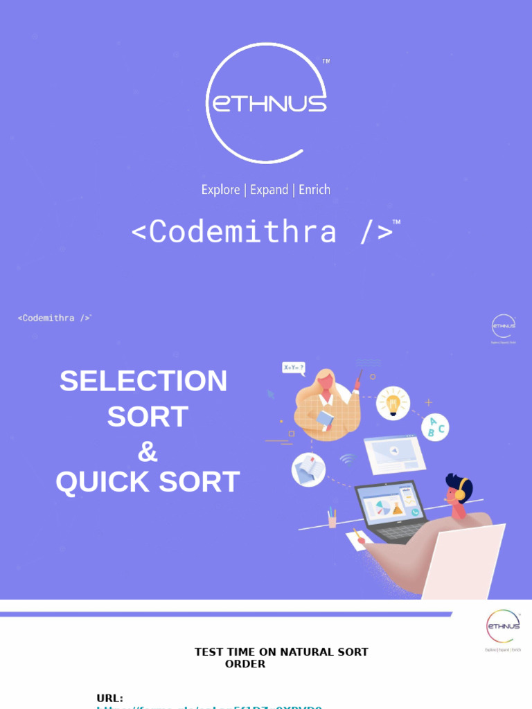 Quick Sort and Selection Sort Guide | PDF | Computer Programming ...