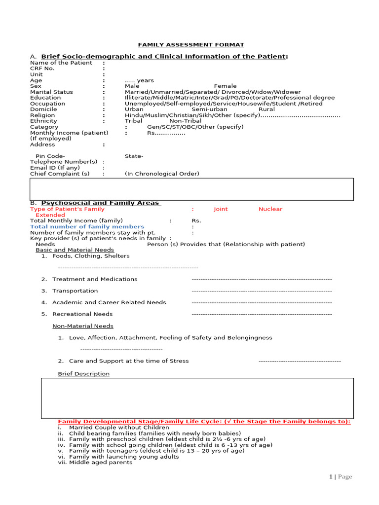 Cip Family Assessment Schedule | PDF | Family | Communication