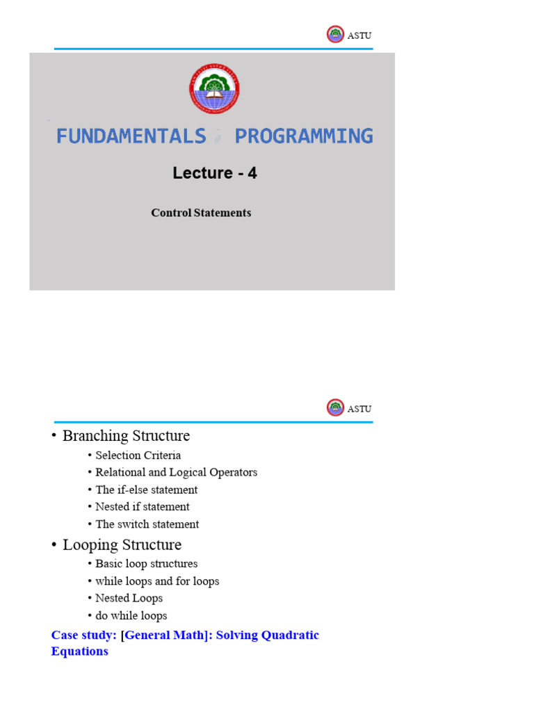 CH-4.pptx | PDF | Control Flow | Computer Programming