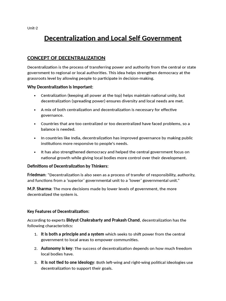 Decentralization and Local Governance in India | PDF | Government ...