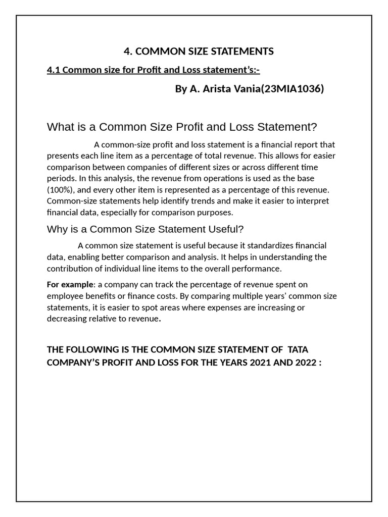 Common Size Pandl | PDF | Income Statement | Revenue