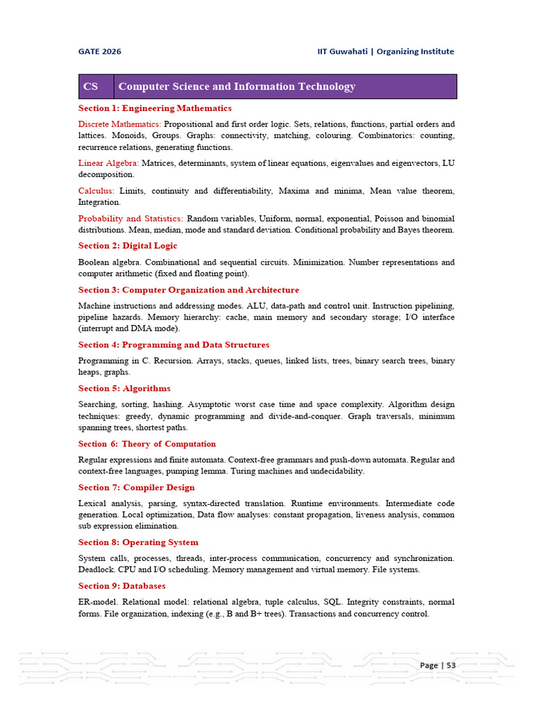 GATE 2026 Computer Networks Syllabus | PDF | Internet Protocol Suite ...