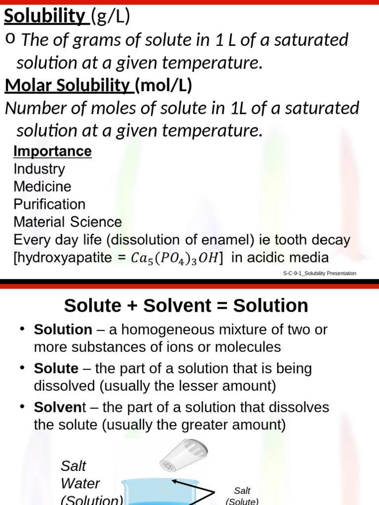 L4 UNIT 5 Solubility | PDF | Solubility | Chemical Equilibrium