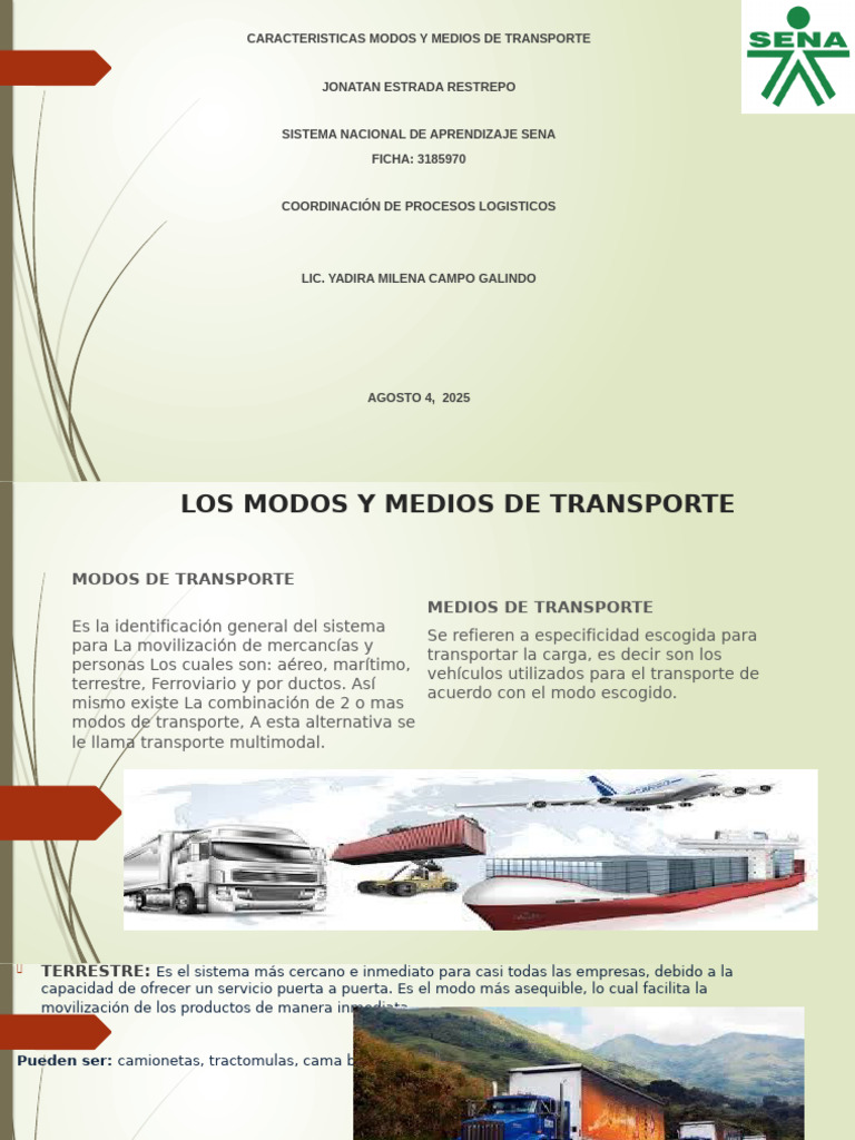 Modos y Medios de Transporte en Colombia | PDF | Transporte | Colombia