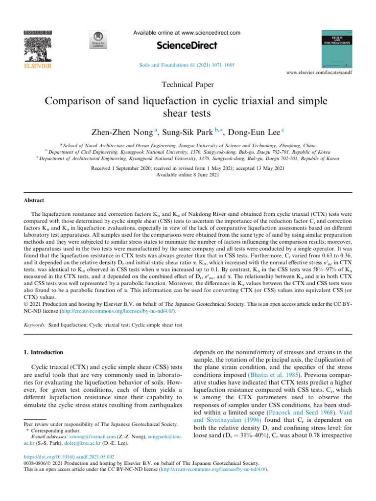 Sand Liquefaction: CTX vs. CSS Tests | PDF | Stress (Mechanics ...