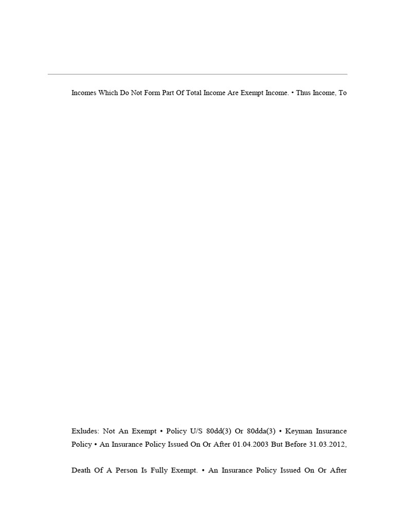 Income Not Included in Total Income | PDF | Insurance | Tax Deduction