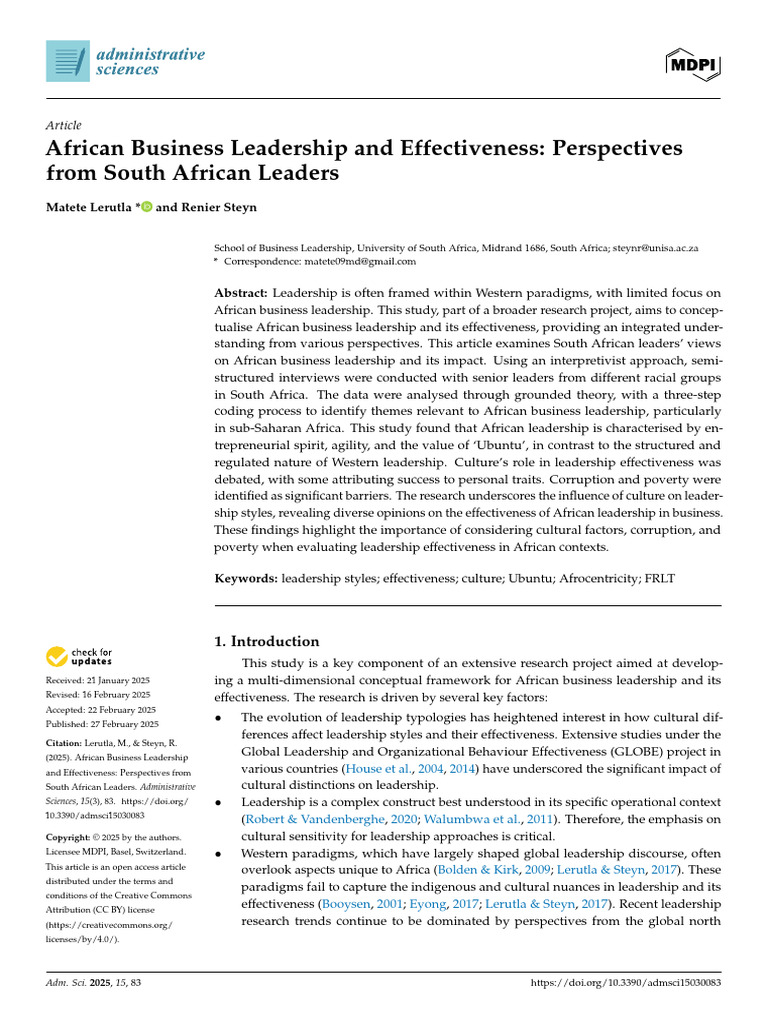 South African Perspectives on African Leadership | PDF | Leadership ...