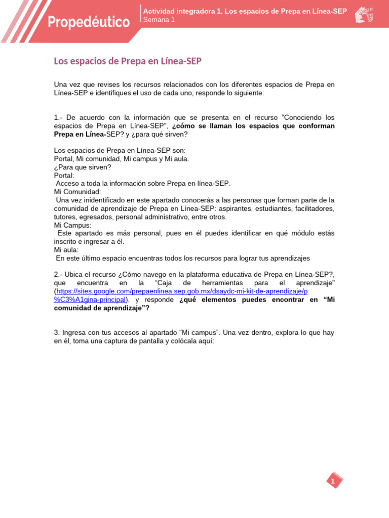 Espacios de Prepa en Línea-SEP: Guía Completa | PDF | Salón de clases ...