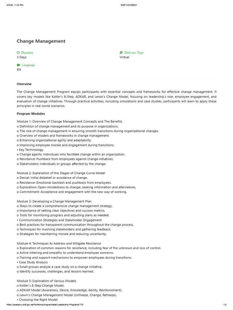 Change Management Program Overview | PDF | Change Management | Business