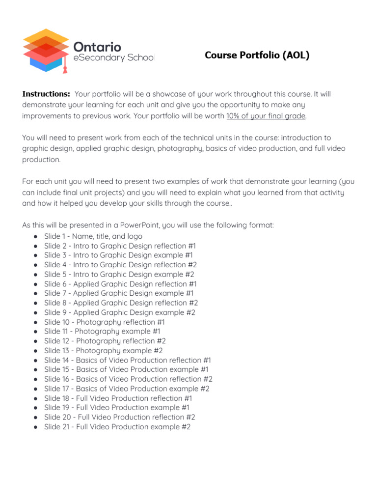 Course Portfolio Guidelines for AOL | PDF | Information | Behavior ...