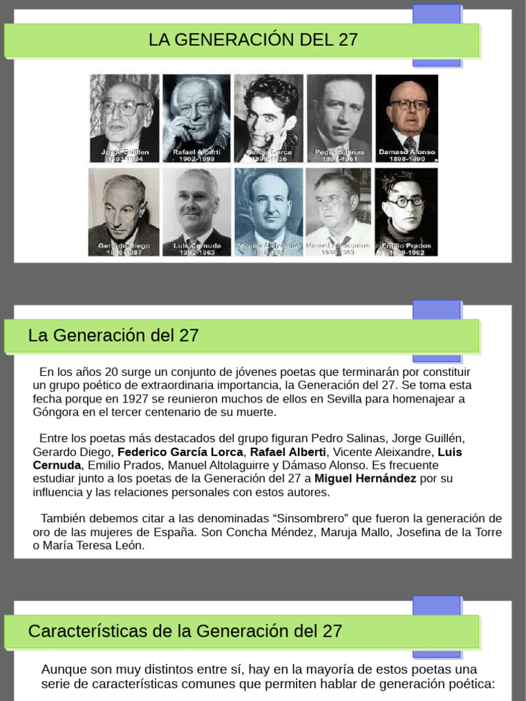 Poetas y características de la Generación del 27 | PDF | Federico ...