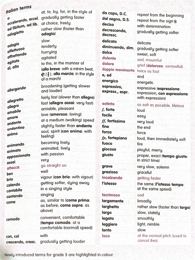 ABRSM Musical Terms | PDF