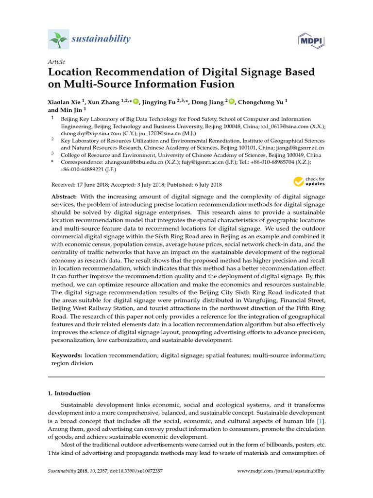 Location Recommendation of Digital Signage Based On Multi-Source ...