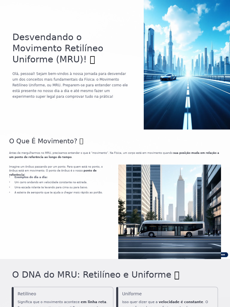 Desvendando o Movimento Retilineo Uniforme MRU | PDF | Velocidade | Tempo